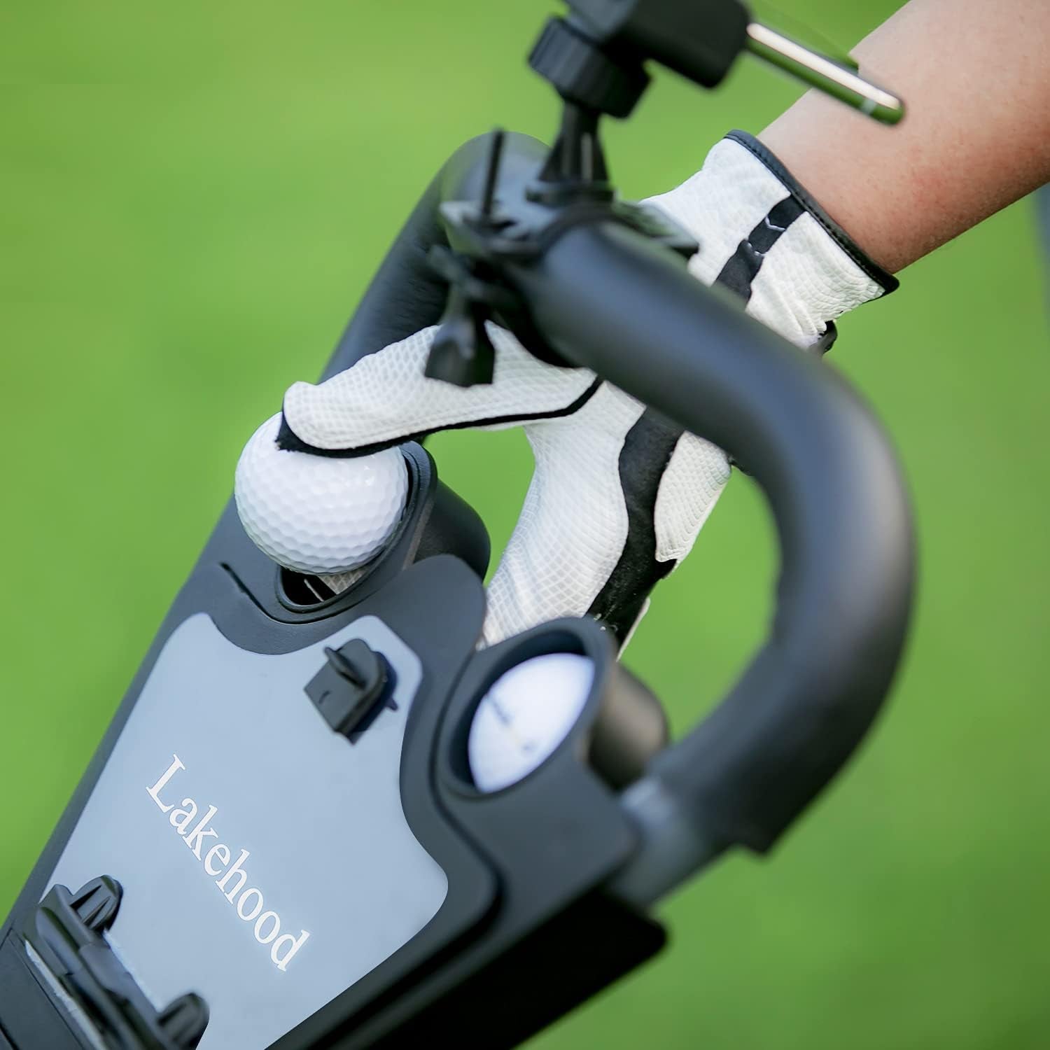 Golf Push Cart, Golf Pull Cart for Golf Clubs and Golf Bag, Golf Push Carts Three Wheel Easy to Folding Scorecard Holder with Mobile Phone Holder Storage Bag Golf Carts