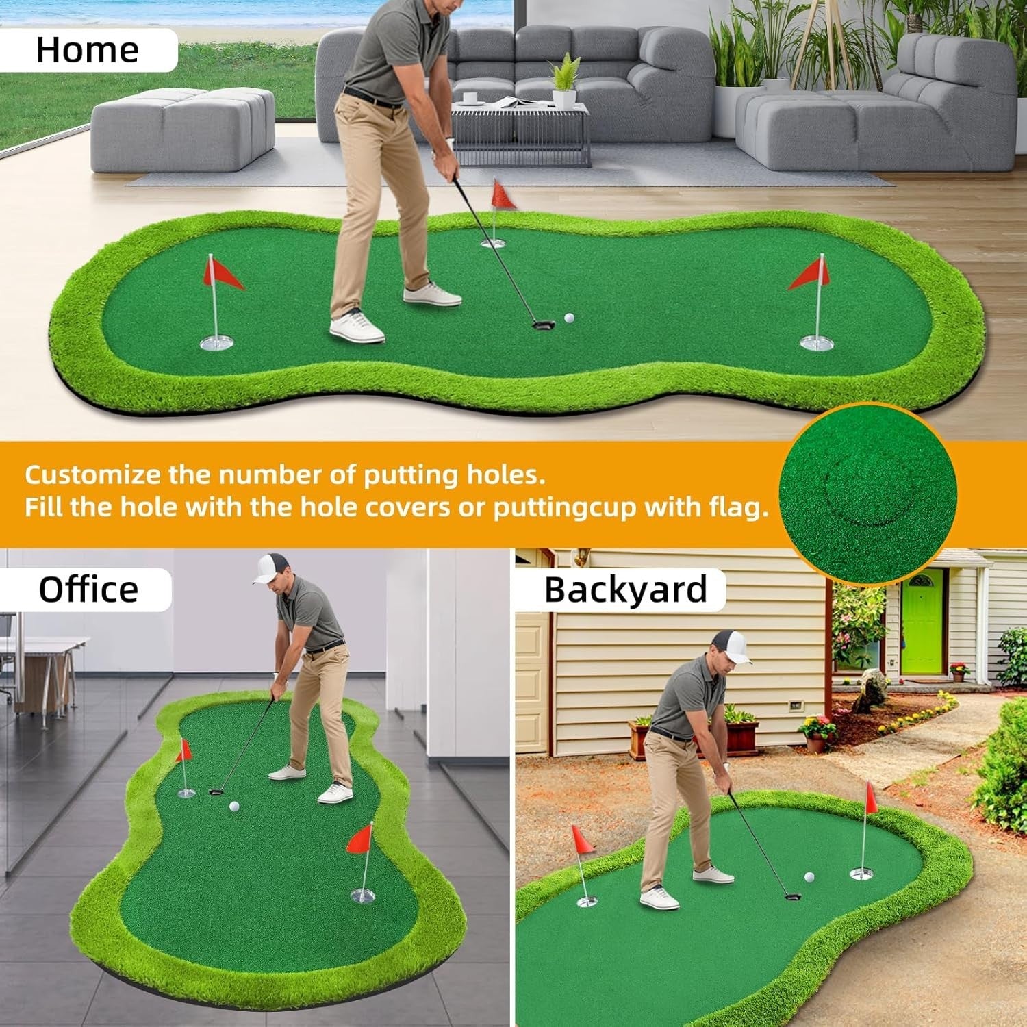 Roykaw Golf Putting Green - 5 X 10 Ft. Putting Mat, Professional Training Aid