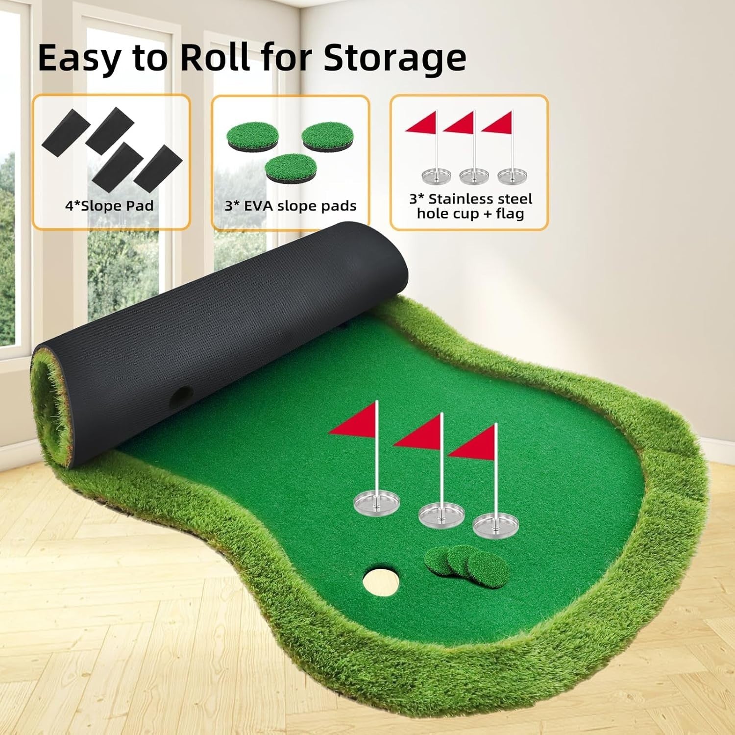Roykaw Golf Putting Green - 5 X 10 Ft. Putting Mat, Professional Training Aid