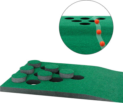 Mat Game Set Green Mat, Putting with 2 Adjustable Putters, 6 Golf Balls,12 Golf Hole Covers for Indoor&Outdoor Short Game Office Party Backyard Use