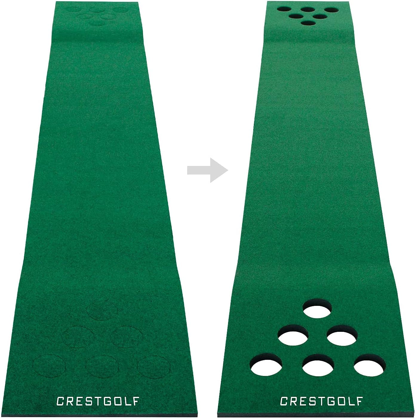 Mat Game Set Green Mat, Putting with 2 Adjustable Putters, 6 Golf Balls,12 Golf Hole Covers for Indoor&Outdoor Short Game Office Party Backyard Use