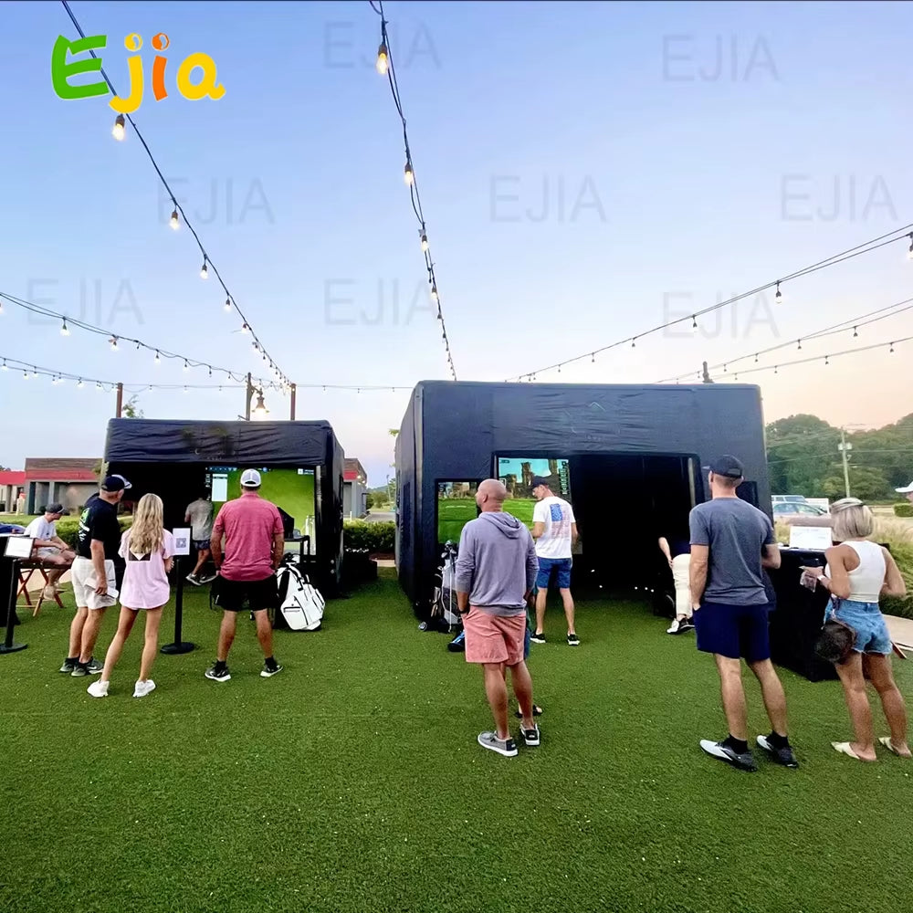 Stock 13Ft Inflatable Golf Simulator Enclosure Indoor/Outdoor Golf Practice Swing Tent with Projection Screen for All Skills