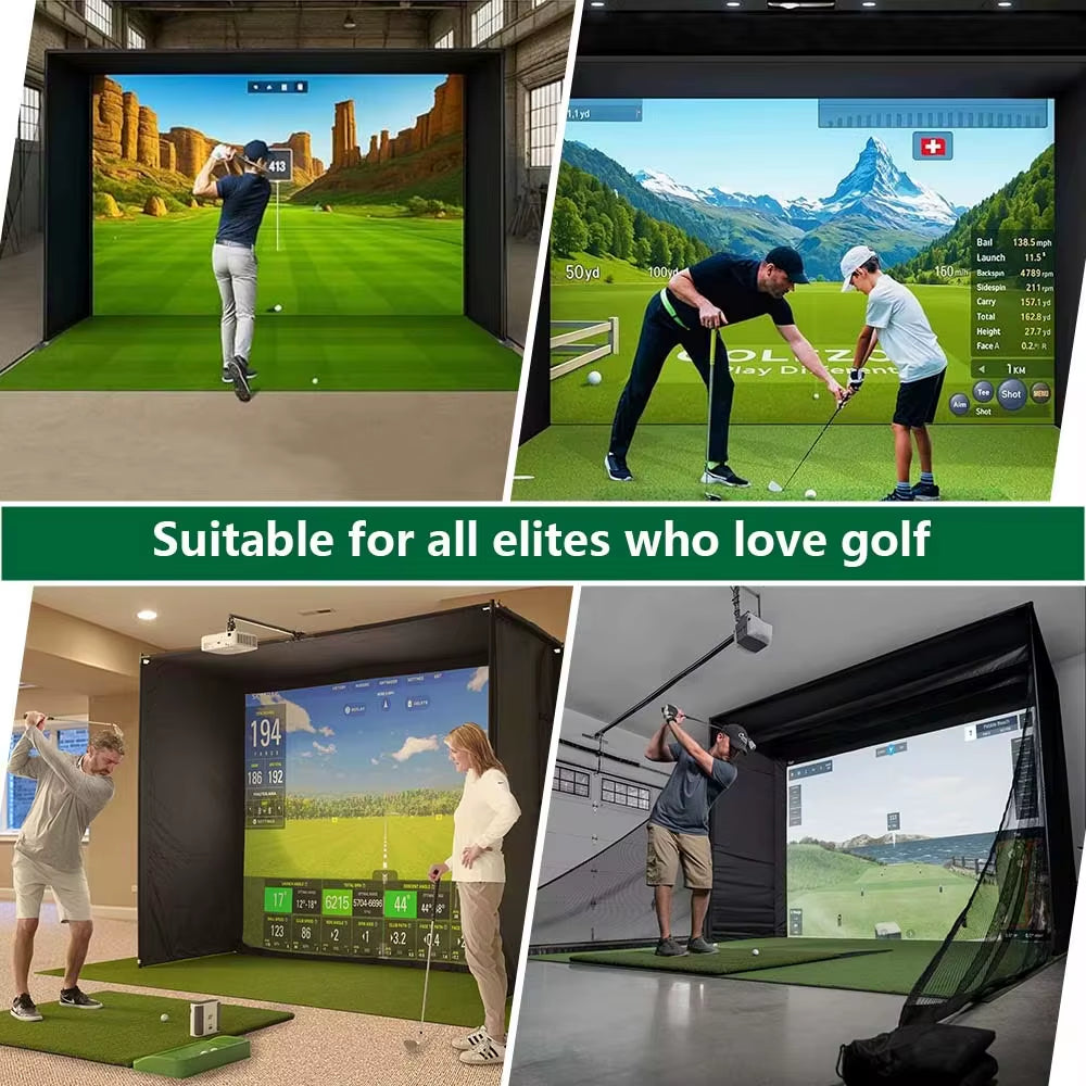 10/12/14Ft Outdoor Golf Training Simulator Cage Sports Practice Golf Simulator Enclosure with Impact Netting and All Poles